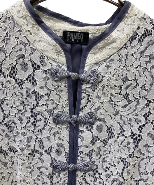 PAMEO POSE（パメオポーズ）PAMEO POSE (パメオポーズ) レースチャイナワンピース ホワイト×ブルー サイズ:Mの古着・服飾アイテム