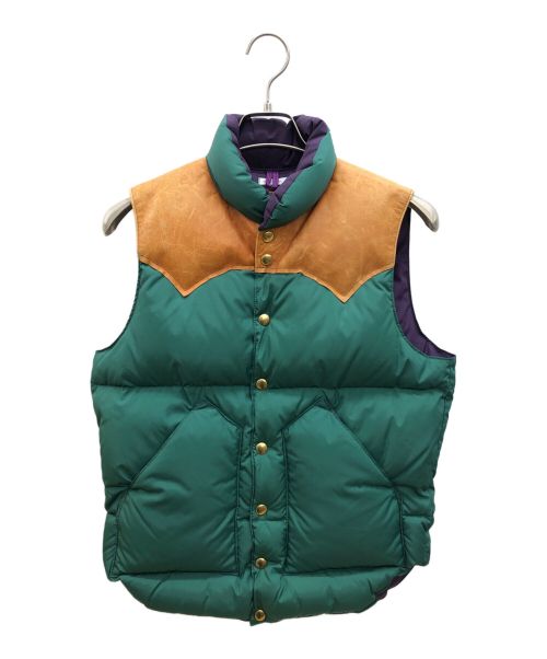 WAREHOUSE（ウエアハウス）WAREHOUSE (ウエアハウス) RockyMountainFeatherBed (ロッキーマウンテンフェザーベッド) ダウンベスト グリーン×ブラウン サイズ:36の古着・服飾アイテム