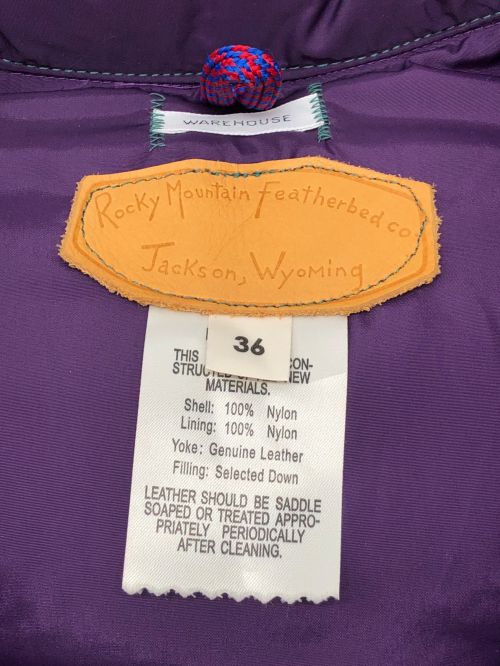 WAREHOUSE（ウエアハウス）WAREHOUSE (ウエアハウス) RockyMountainFeatherBed (ロッキーマウンテンフェザーベッド) ダウンベスト グリーン×ブラウン サイズ:36の古着・服飾アイテム