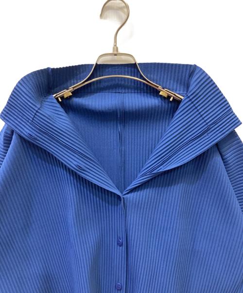 me ISSEY MIYAKE（ミーイッセイ ミヤケ）me ISSEY MIYAKE (ミーイッセイ ミヤケ) プリーツカーディガン ブルー サイズ:Ｆの古着・服飾アイテム