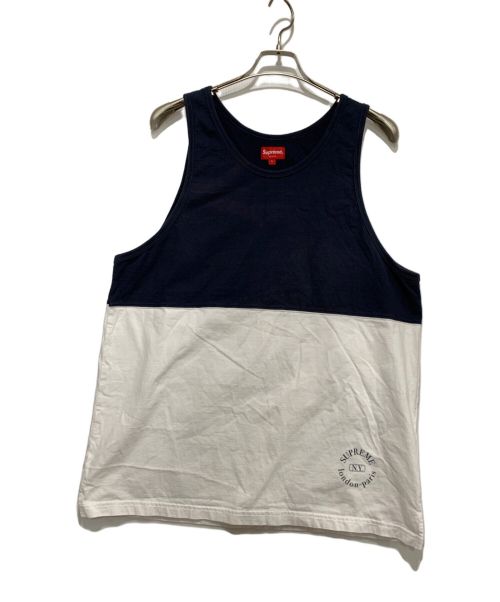 SUPREME（シュプリーム）Supreme (シュプリーム) タンクトップ ネイビー×ホワイト サイズ:Lの古着・服飾アイテム