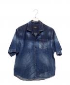DSQUARED2ディースクエアード）の古着「ダメージ加工半袖デニムシャツ」｜インディゴ
