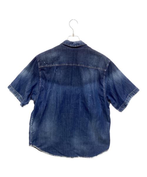 DSQUARED2（ディースクエアード）DSQUARED2 (ディースクエアード) ダメージ加工半袖デニムシャツ インディゴ サイズ:42の古着・服飾アイテム