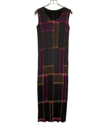 PLEATS PLEASE（プリーツプリーズ）の古着「ノースリーブワンピース」｜ブラック×パープル