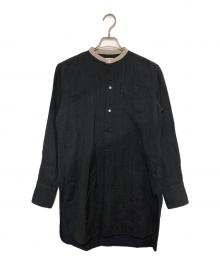 SUS-SOUS（シュス）の古着「グランパシャツ」｜ブラック×グレー