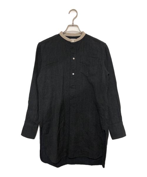 SUS-SOUS（シュス）SUS-SOUS (シュス) グランパシャツ ブラック×グレー サイズ:SIZE 5の古着・服飾アイテム