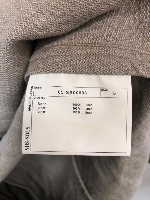 SUS-SOUS（シュス）SUS-SOUS (シュス) モーターサイクルリネンコート ベージュ サイズ:SIZE 5の古着・服飾アイテム