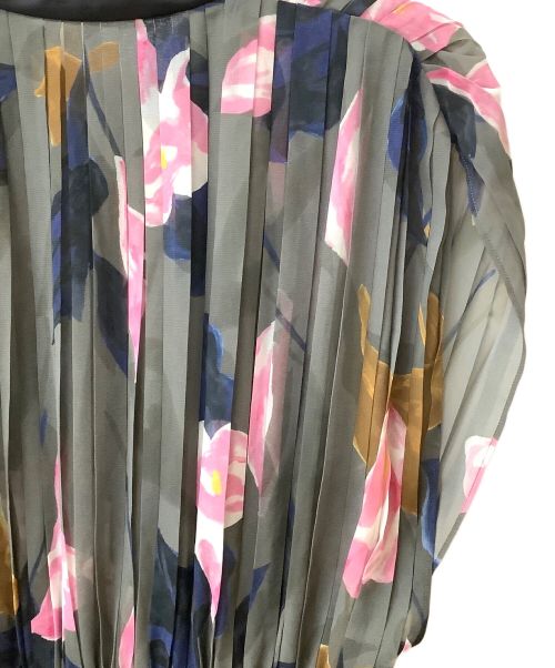 BALLSEY（ボールジィ）BALLSEY (ボールジィ) 花柄シアーワンピース グレー×ピンク サイズ:36の古着・服飾アイテム
