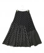 BEARDSLEYビアズリー）の古着「BEZ1021101A0002　ドットパッチワークロングスカート」｜ブラック