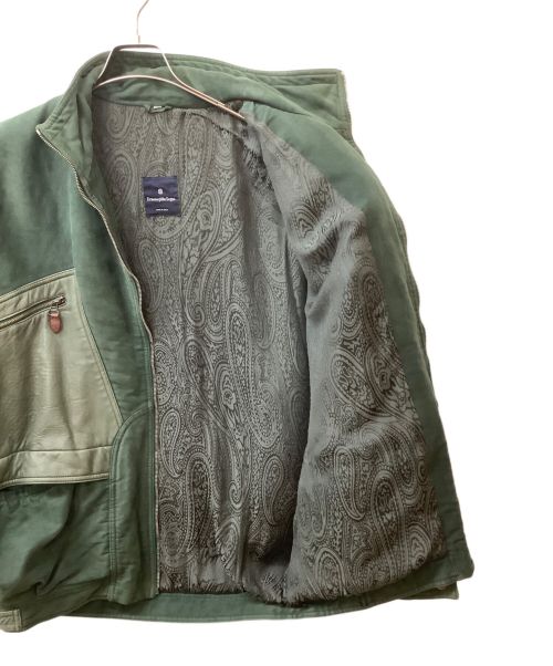 ERMENEGILDO ZEGNA（エルメネジルド・ゼニア）Ermenegildo Zegna (エルメネジルド・ゼニア) 切替レザーフライトブルゾン オリーブ サイズ:48の古着・服飾アイテム