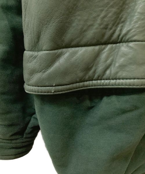 ERMENEGILDO ZEGNA（エルメネジルド・ゼニア）Ermenegildo Zegna (エルメネジルド・ゼニア) 切替レザーフライトブルゾン オリーブ サイズ:48の古着・服飾アイテム