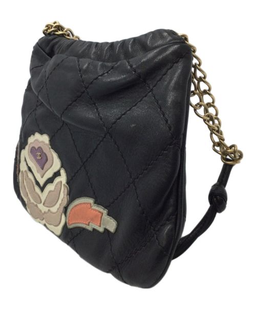 CHANEL（シャネル）CHANEL (シャネル) チェーンハンドポーチ カメリア ワイルドステッチ ブラックの古着・服飾アイテム