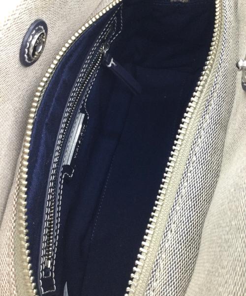 TORY BURCH（トリーバーチ）TORY BURCH (トリーバーチ) キャンバス×レザー 2wayハンドバッグ ベージュ×ネイビーの古着・服飾アイテム