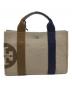 TORY BURCH (トリーバーチ) キャンバス×レザー 2wayハンドバッグ ベージュ×ネイビー：27000円