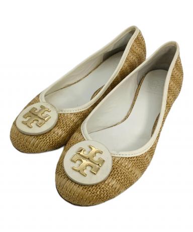 未使用 トリーバーチ ロゴモチーフ フラットシューズ 7 1/2 ベージュ 中古・古着通販】TORY BURCH (トリーバーチ) TORY BURCH(トリーバーチ