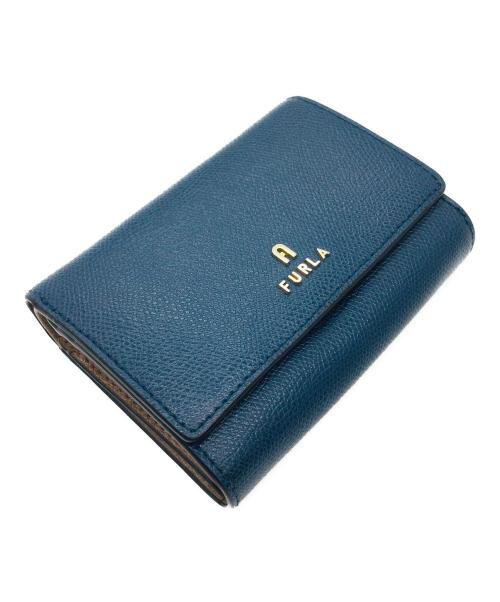 FURLA（フルラ）FURLA (フルラ) コンパクトウォレット ネイビー×ブラウンの古着・服飾アイテム
