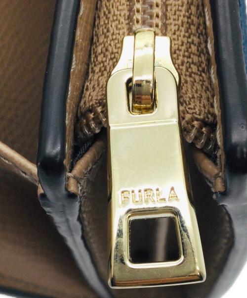 FURLA（フルラ）FURLA (フルラ) コンパクトウォレット ネイビー×ブラウンの古着・服飾アイテム