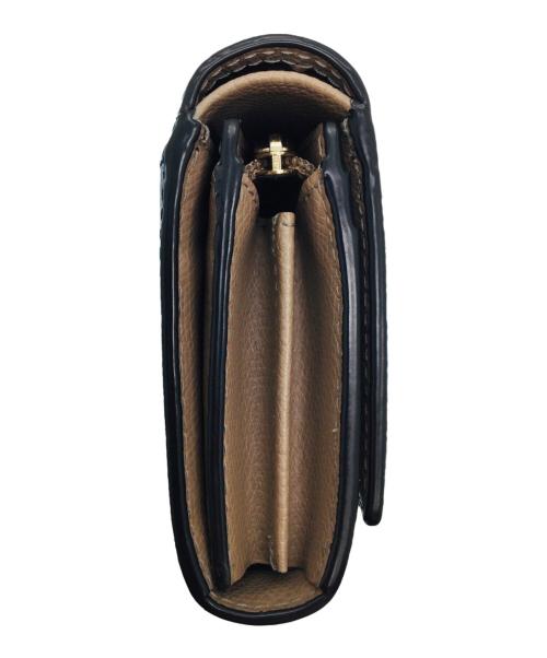 FURLA（フルラ）FURLA (フルラ) コンパクトウォレット ネイビー×ブラウンの古着・服飾アイテム