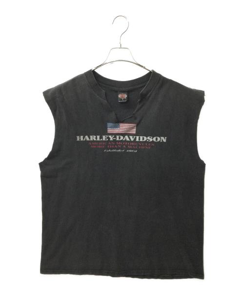 HARLEY-DAVIDSON（ハーレーダビッドソン）HARLEY-DAVIDSON (ハーレーダビッドソン) ノースリーブTシャツ　古着 ブラック サイズ:XLの古着・服飾アイテム