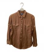 POLO RALPH LAURENポロ・ラルフローレン）の古着「リネンシルク サファリシャツ」｜ブラウン