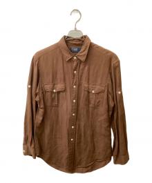 POLO RALPH LAUREN（ポロ・ラルフローレン）の古着「リネンシルク サファリシャツ」｜ブラウン