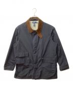 POLO RALPH LAURENポロ・ラルフローレン）の古着「90s チンスト付き 襟コーズ ステンカラーコート」｜ネイビー×ブラウン