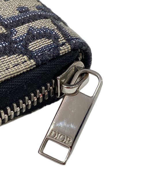 Christian Dior（クリスチャン ディオール）Christian Dior (クリスチャン ディオール) トロッター オブリーク ラウンドファスナー財布 ネイビー×ブラックの古着・服飾アイテム
