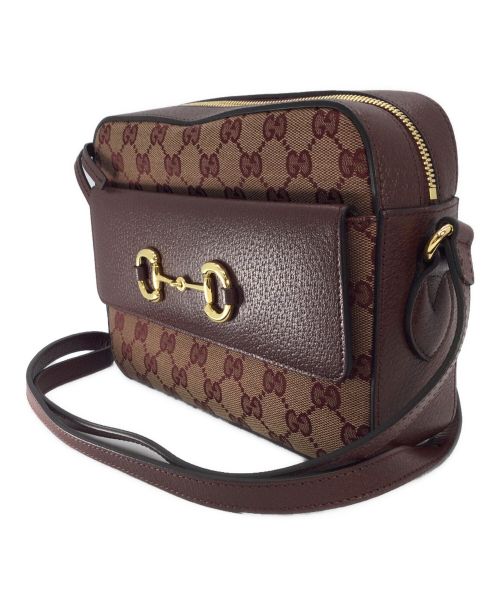 GUCCI（グッチ）GUCCI (グッチ) GGキャンバス ホースビット1955 ショルダーバッグ ボルドーの古着・服飾アイテム