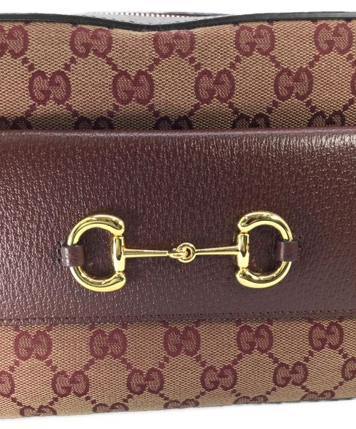 GUCCI（グッチ）GUCCI (グッチ) GGキャンバス ホースビット1955 ショルダーバッグ ボルドーの古着・服飾アイテム