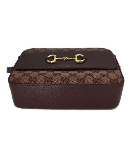 GUCCI（グッチ）GUCCI (グッチ) GGキャンバス ホースビット1955 ショルダーバッグ ボルドーの古着・服飾アイテム