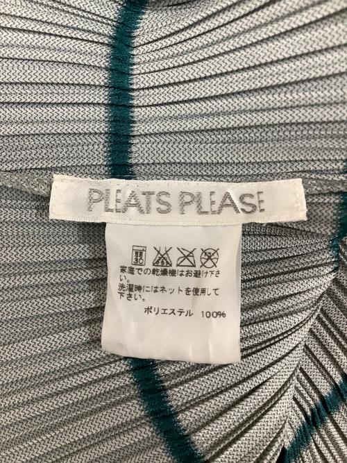 PLEATS PLEASE ISSEY MIYAKE（プリーツプリーズ イッセイミヤケ）PLEATS PLEASE ISSEY MIYAKE (プリーツプリーズ イッセイミヤケ) ボーダー ノースリーブプリーツワンピース グレー×グリーン サイズ:size 4の古着・服飾アイテム