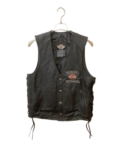 HARLEY-DAVIDSON（ハーレーダビッドソン）HARLEY-DAVIDSON (ハーレーダビッドソン) イーグル  レザーベスト ブラック サイズ:Mの古着・服飾アイテム
