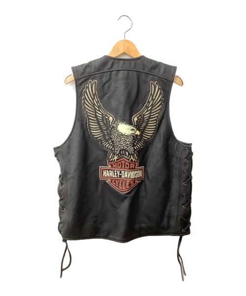 HARLEY-DAVIDSON（ハーレーダビッドソン）HARLEY-DAVIDSON (ハーレーダビッドソン) イーグル  レザーベスト ブラック サイズ:Mの古着・服飾アイテム