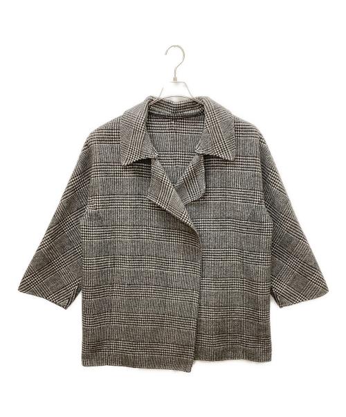 Mila Owen（ミラオーウェン）Mila Owen (ミラオーウェン) 09WFJ204106　襟2wayハーフジャケット ブラック×グレー サイズ:Fの古着・服飾アイテム