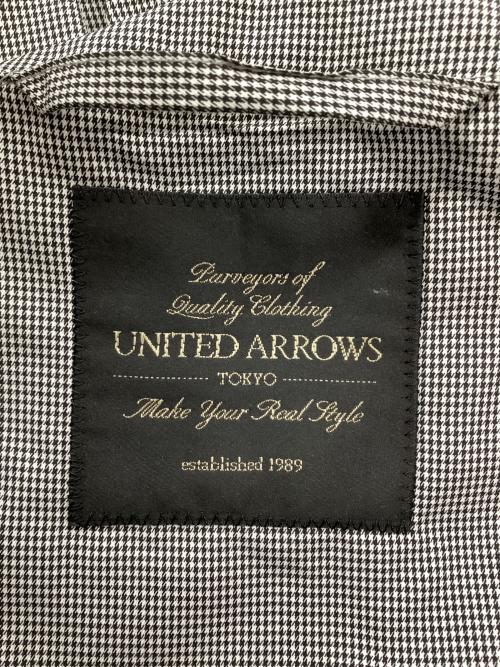 UNITED ARROWS（ユナイテッドアローズ）UNITED ARROWS (ユナイテッドアローズ) ギンガムチェック ステンカラーコート ブラック×ホワイト サイズ:Lの古着・服飾アイテム