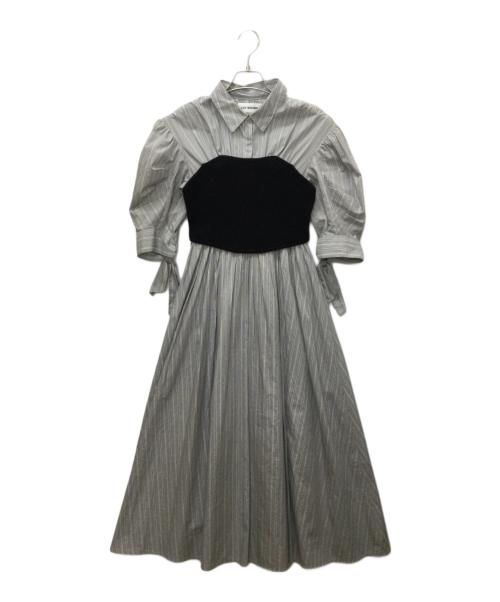 Lily Brown（リリーブラウン）Lily Brown (リリーブラウン) LWFO231212 ビスチェドッキングワンピース ブラック×ホワイト サイズ:Fの古着・服飾アイテム