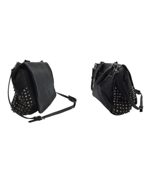 MCM（エムシーエム）MCM (エムシーエム) スタッズショルダーバッグ ブラックの古着・服飾アイテム