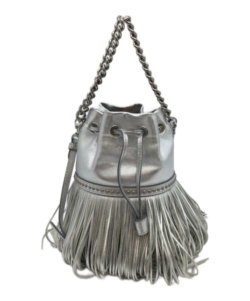 J&M DAVIDSON（ジェイ＆エム デヴィッドソン）J&M DAVIDSON (ジェイ＆エム デヴィッドソン) フリンジ巾着ショルダーバッグ シルバーの古着・服飾アイテム
