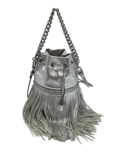 J&M DAVIDSON（ジェイ＆エム デヴィッドソン）J&M DAVIDSON (ジェイ＆エム デヴィッドソン) フリンジ巾着ショルダーバッグ シルバーの古着・服飾アイテム