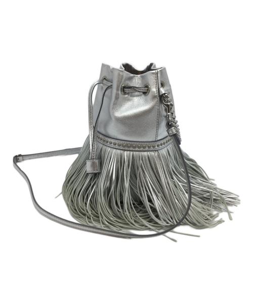 J&M DAVIDSON（ジェイ＆エム デヴィッドソン）J&M DAVIDSON (ジェイ＆エム デヴィッドソン) フリンジ巾着ショルダーバッグ シルバーの古着・服飾アイテム