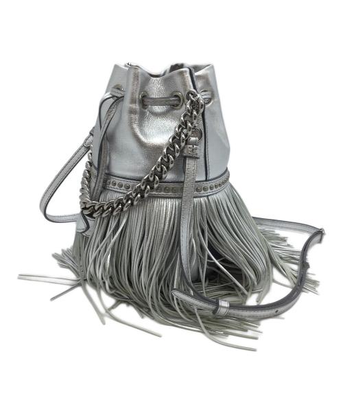 J&M DAVIDSON（ジェイ＆エム デヴィッドソン）J&M DAVIDSON (ジェイ＆エム デヴィッドソン) フリンジ巾着ショルダーバッグ シルバーの古着・服飾アイテム