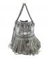 J&M DAVIDSON（ジェイ＆エム デヴィッドソン）の古着「フリンジ巾着ショルダーバッグ」｜シルバー