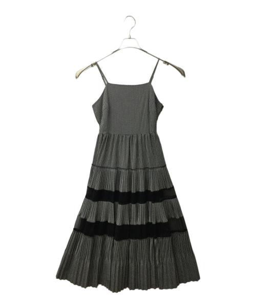 furfur（ファーファー）furfur (ファーファー) RWF0241136　プリーツティアードキャミワンピース ブラック×ホワイト サイズ:Fの古着・服飾アイテム