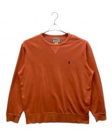 POLO RALPH LAUREN（ポロ・ラルフローレン）の古着「ウォッシュ加工 前Vクルーネックスウェット」｜オレンジ