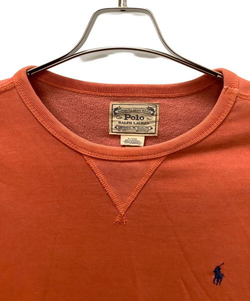POLO RALPH LAUREN（ポロ・ラルフローレン）POLO RALPH LAUREN (ポロ・ラルフローレン) ウォッシュ加工 前Vクルーネックスウェット オレンジ サイズ:XLの古着・服飾アイテム