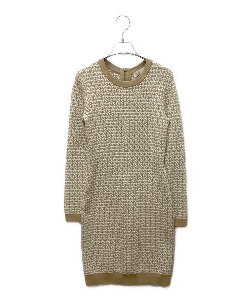 MICHAEL KORS（マイケル・コース）MICHAEL KORS (マイケル・コース) JH180X84GH　ニットワンピース ベージュ×ホワイト サイズ:XSの古着・服飾アイテム