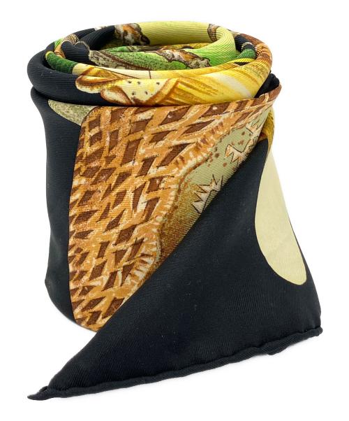 HERMES（エルメス）HERMES (エルメス) スカーフ ブラック×グリーンの古着・服飾アイテム