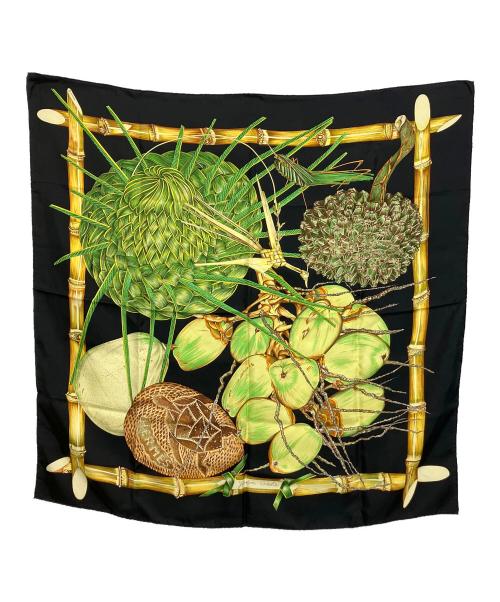 HERMES（エルメス）HERMES (エルメス) スカーフ ブラック×グリーンの古着・服飾アイテム