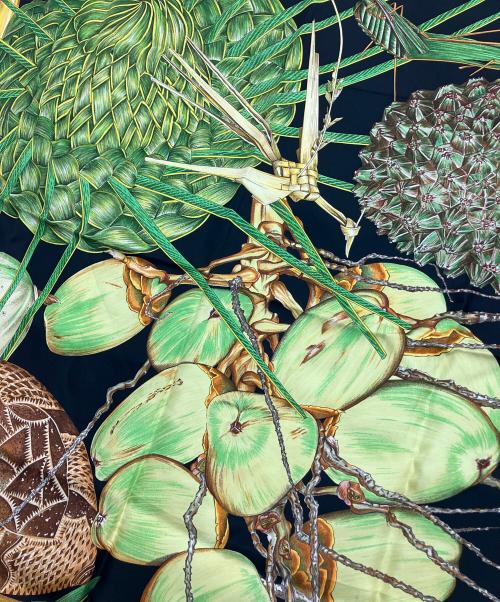 HERMES（エルメス）HERMES (エルメス) スカーフ ブラック×グリーンの古着・服飾アイテム