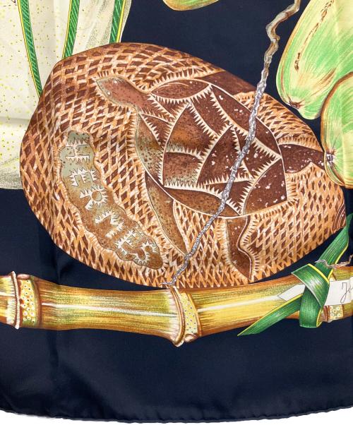 HERMES（エルメス）HERMES (エルメス) スカーフ ブラック×グリーンの古着・服飾アイテム